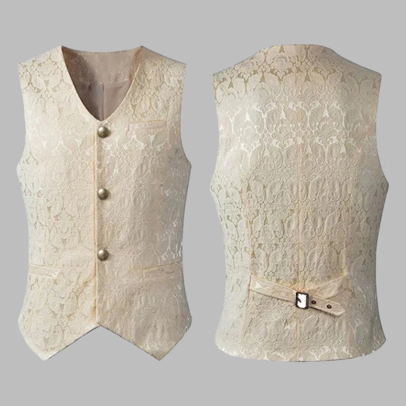 Colete Steampunk Bege com Renda e Cinto
